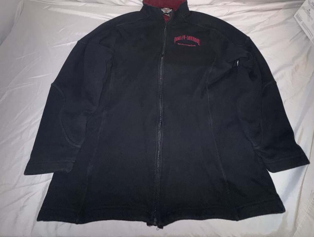 Harley-Davidson Zip Fleece Jacket Size L Black Red
